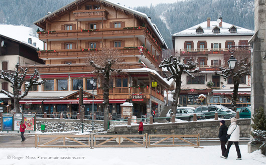 Traditional village centre of Le Grand Bornand, French Alps