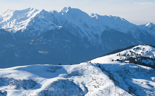 Ski terrain and mountains with snow, Espace Diamant