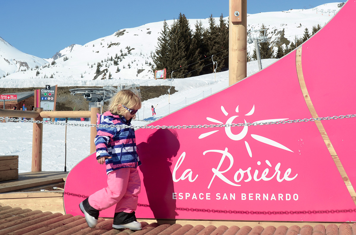 Toddler in ski gear, La Rosière, French Alps