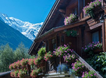 Chalet with flowers, mountain view, Chamonix