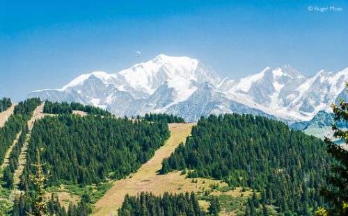 View over Les saisies towards Mont Blanc