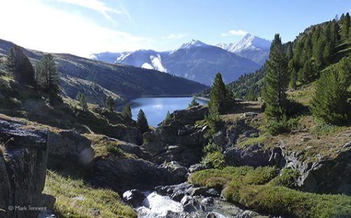 Looking South past the Lac d'Amont towards the Italian frontier