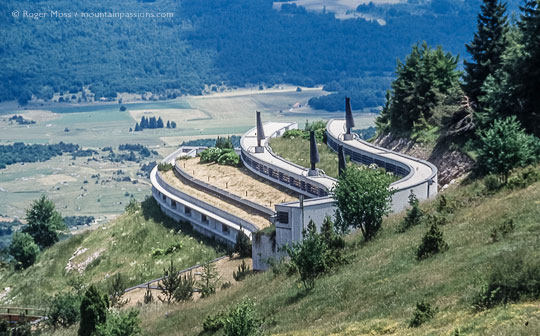 Overview of National French Resistance Memorial, with valley.