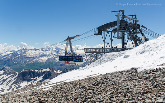 Tignes Grande Motte cable car in summer