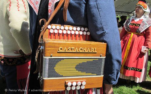 Accordion of musicians during the transhumance festival, French Pyrenees.