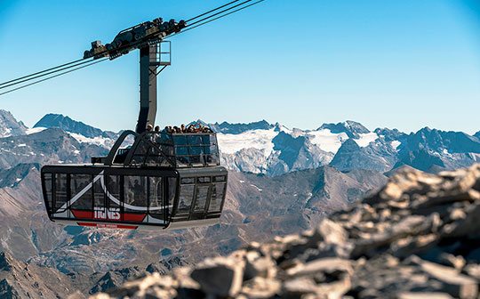 Panoramic cable car Tignes Glacier, French Alps