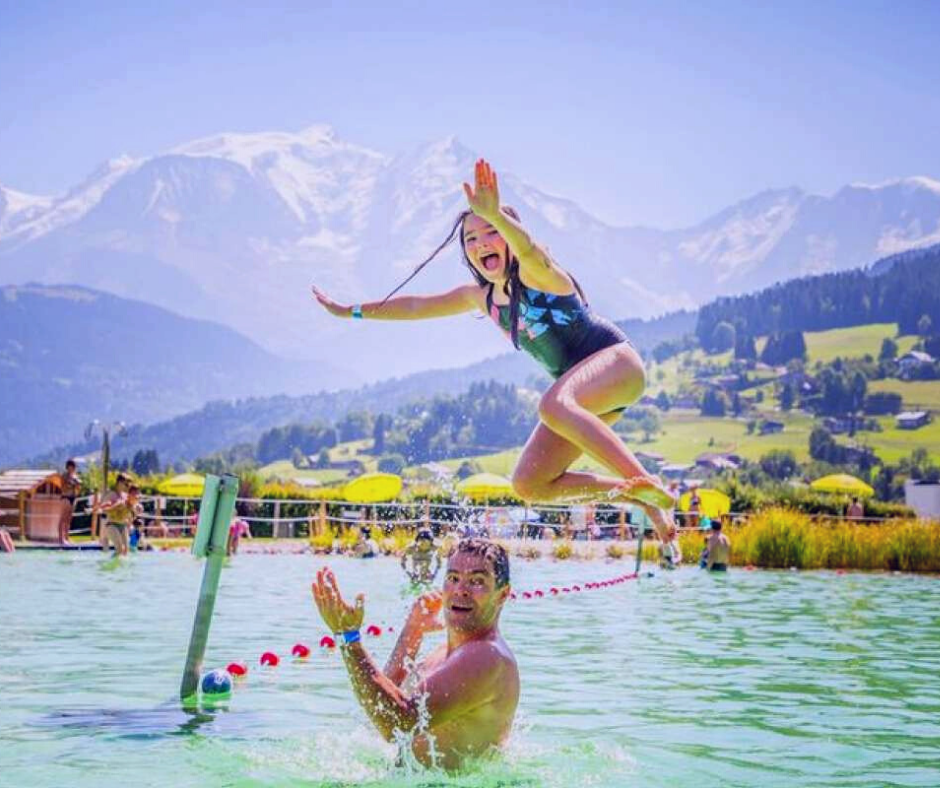 Ecological swimming lake, Combloux, French Alps