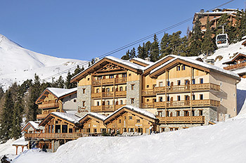 Exterior view of Hotel Carlina, Belle Plagne, Paradiski, French Alps.