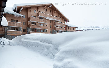 Fresh snowfalls surrounding Sun Valley apartments, La Plagne 