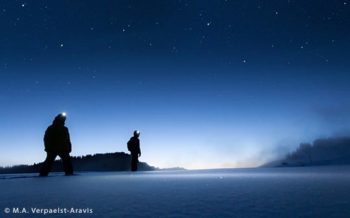 Snowshoe walk under the stars, Aravis, French Alps ©-M.A.-Verpaelst