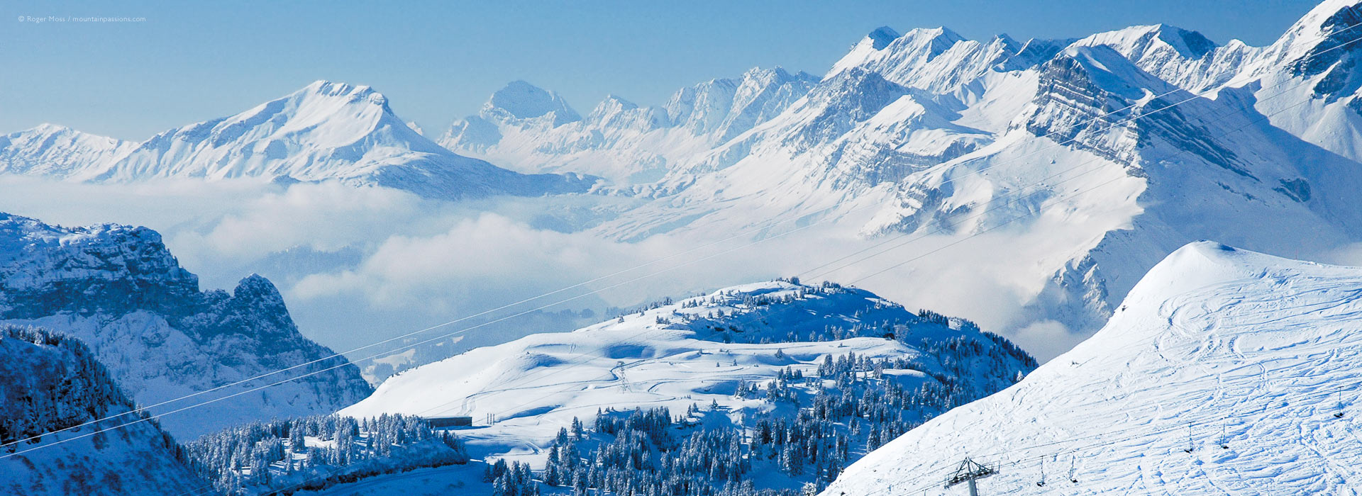 Elevated view of the Grand Massif ski area above Flaine.