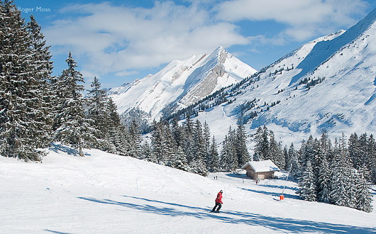 Skier above Merdassier, La Clusaz