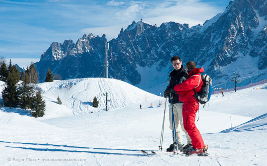 Ski Instructor teaching adult, Les Houches