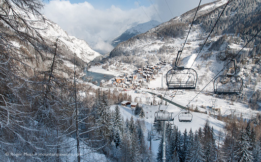 The run down into Les Brevières 1550 has a fairytale quality after overnight snowfalls.