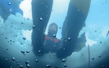 Diving under ice, Tignes, French Alps