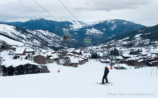 The sun might be reluctant to break through the lingering snowclouds, but Valmorel still presents an attractive picture.