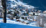 Crest Voland village with snow on rooftops