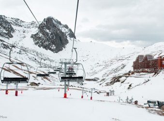 Ski-lift in valley, La Mongie