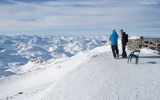 Above the vastness of the legendary Trois-Vallées at Cime Caron, Val Thorens.