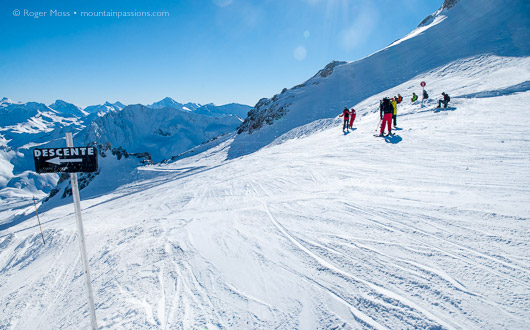 Skiing on Grand Motte glacier, Tignes