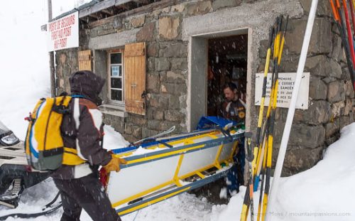Piste security team at first aid post