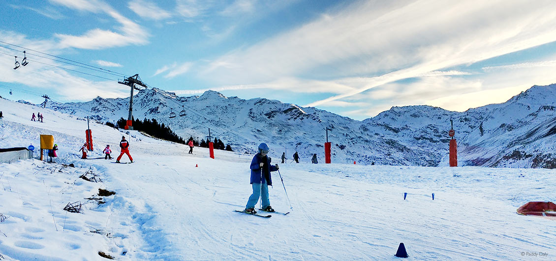 Children's ski school area in Les Menuires, French Alps.