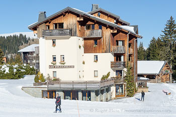 Exterior view of Les Soldanelles ski apartments at Praz de Lys, French Alps.