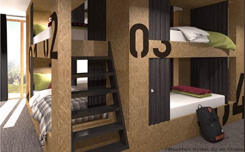 Moontain Hostel shared bedroom, Oz-en-Oisans