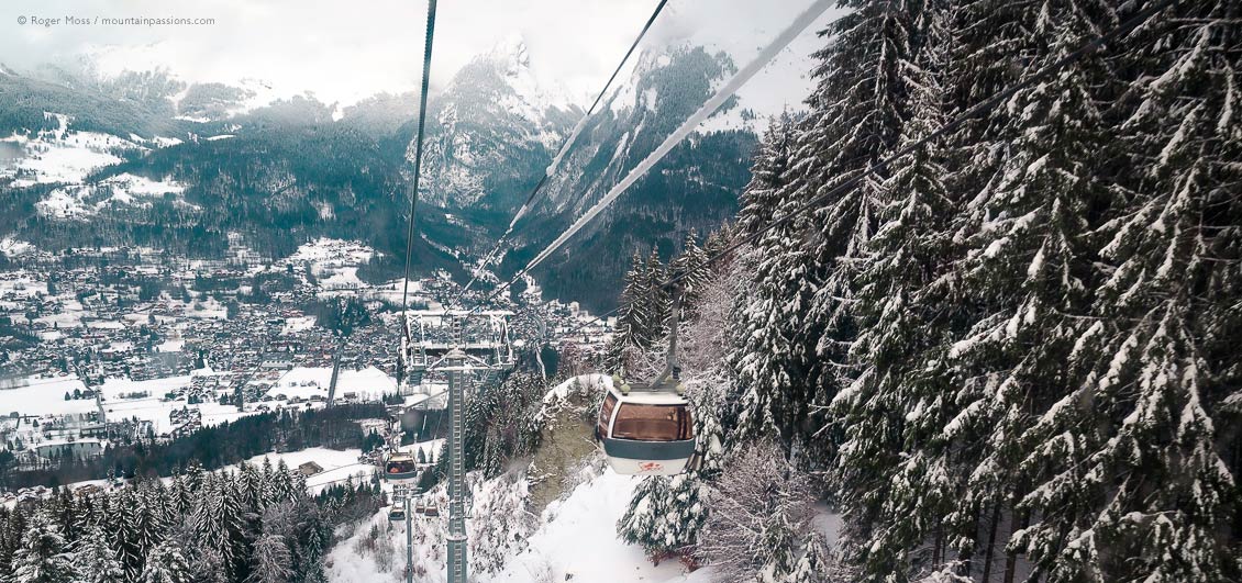 View from gondola ski lift of Samoens, Grand Massif, French Alps