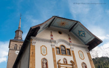 Low view of Baroque church decorated facade