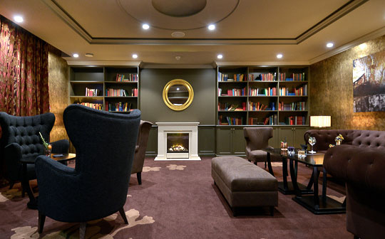 Interior of club-style lounge at Hyatt Centric La Rosiere