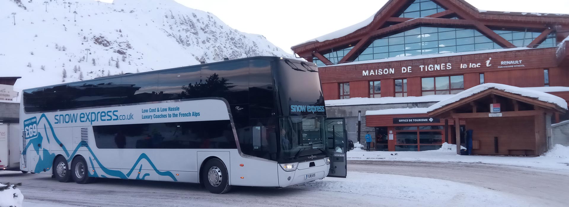 Snow Express coach at Tignes, French Alps