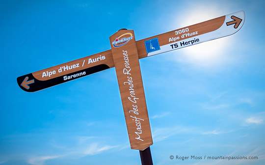 Ski piste sign at Alpe d'Huez